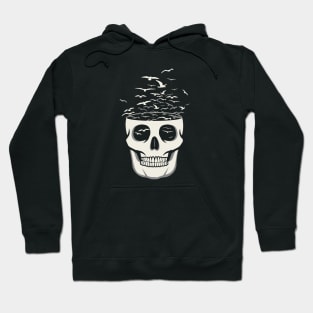 Skull art with birds Hoodie